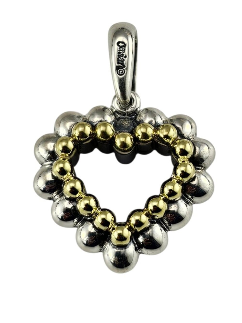 Lagos Caviar Sterling Silver and 18K Yellow Gold Heart Pendant #25653